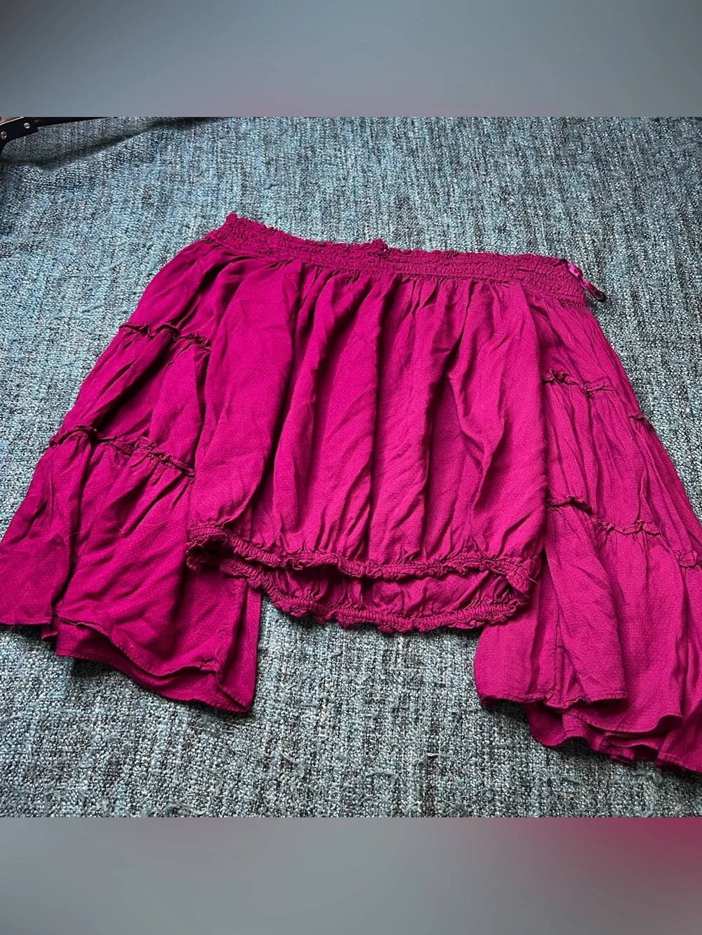 Free People Free Spirit Off The Shoulder Bell Sleeve Blouse Fuchsia Women's XS